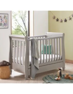 Babymore Eva Sleigh Drop Side Mini Cot Bed - Grey