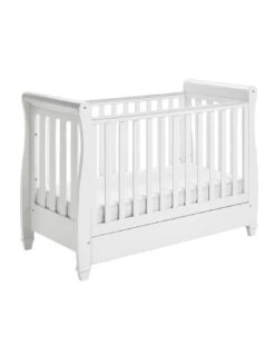 Babymore Eva Sleigh Drop Side Mini Cot Bed - White -Baby Supplies Store babymore eva sleigh drop side mini cot bed white 4