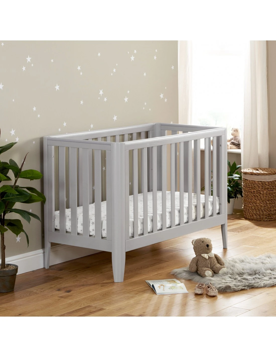 Babymore Iris Mini Cot Bed - Grey 3 Babymore Iris Mini Cot Bed - Grey