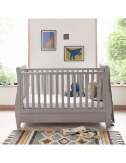 Babymore Stella Sleigh Cot Bed - Grey
