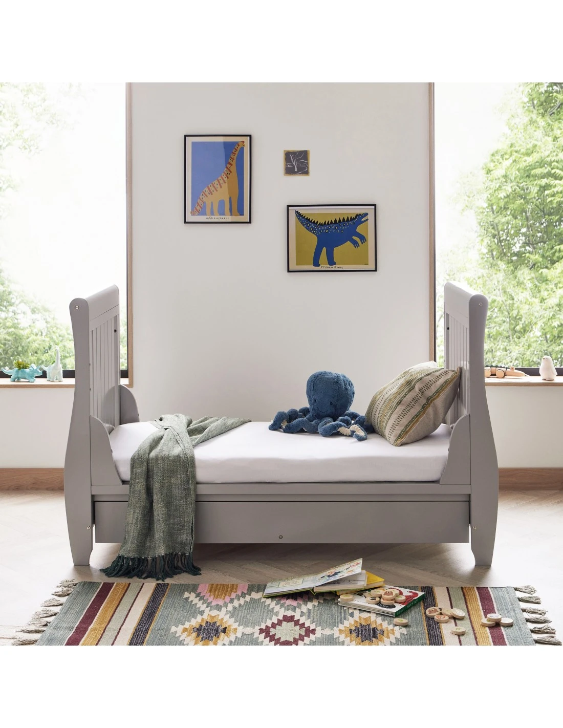 Babymore Stella Sleigh Cot Bed - Grey 6 Babymore Stella Sleigh Cot Bed - Grey - Image 4