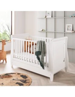 Babymore Stella Sleigh Cot Bed - White