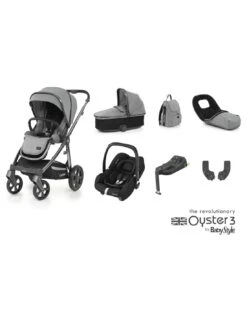 BabyStyle Oyster 3 Luxury 7 Piece Bundle With Maxi-Cosi CabrioFix ISize Car Seat - Moon