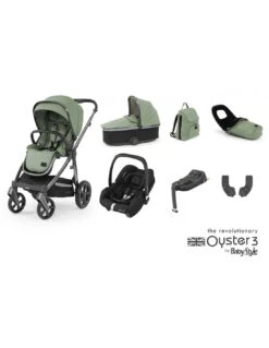 BabyStyle Oyster 3 Luxury 7 Piece Bundle With Maxi-Cosi CabrioFix ISize Car Seat - Spearmint