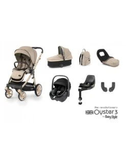 BabyStyle Oyster 3 Luxury 7 Piece Bundle With Maxi-Cosi Pebble 360 Car Seat - Champagne