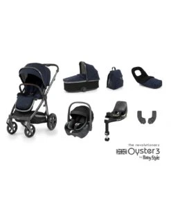 BabyStyle Oyster 3 Luxury 7 Piece Bundle With Maxi-Cosi Pebble 360 Car Seat - Twilight