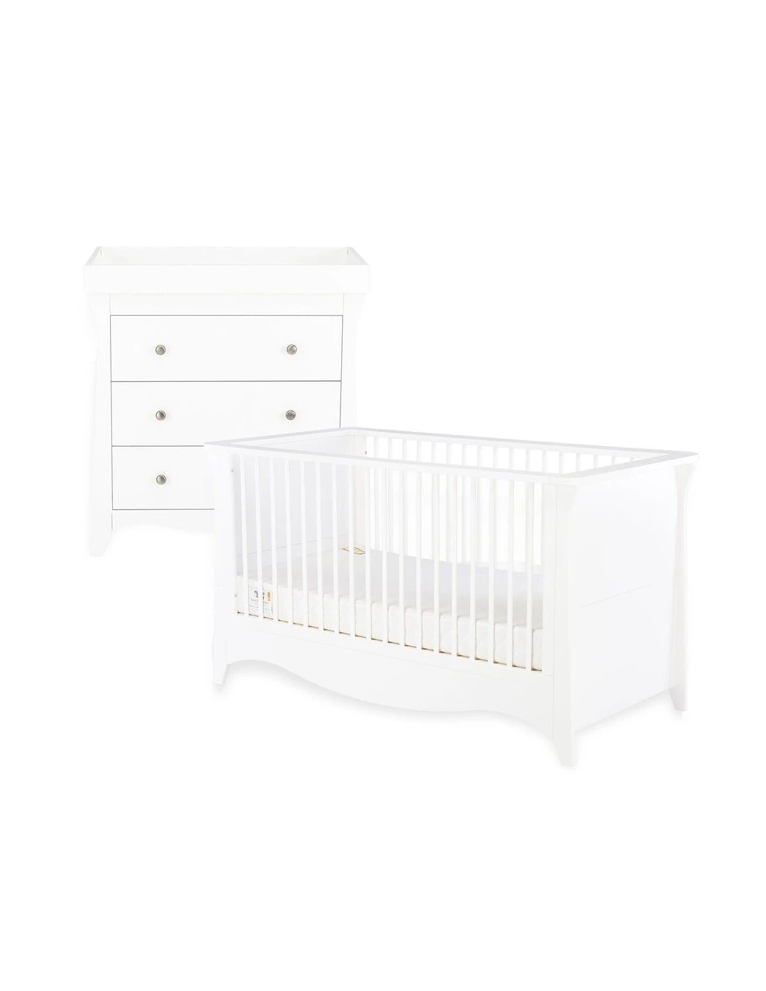 CuddleCo Clara Cot Bed & Dresser - White 4 CuddleCo Clara Cot Bed & Dresser - White - Image 2