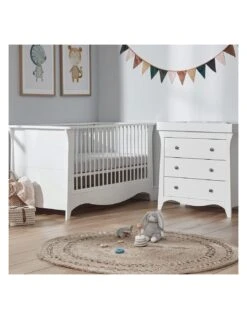 CuddleCo Clara Cot Bed & Dresser - White