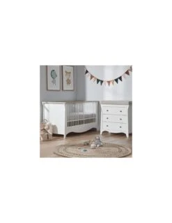 CuddleCo Clara Cot Bed & Dresser - White/Ash