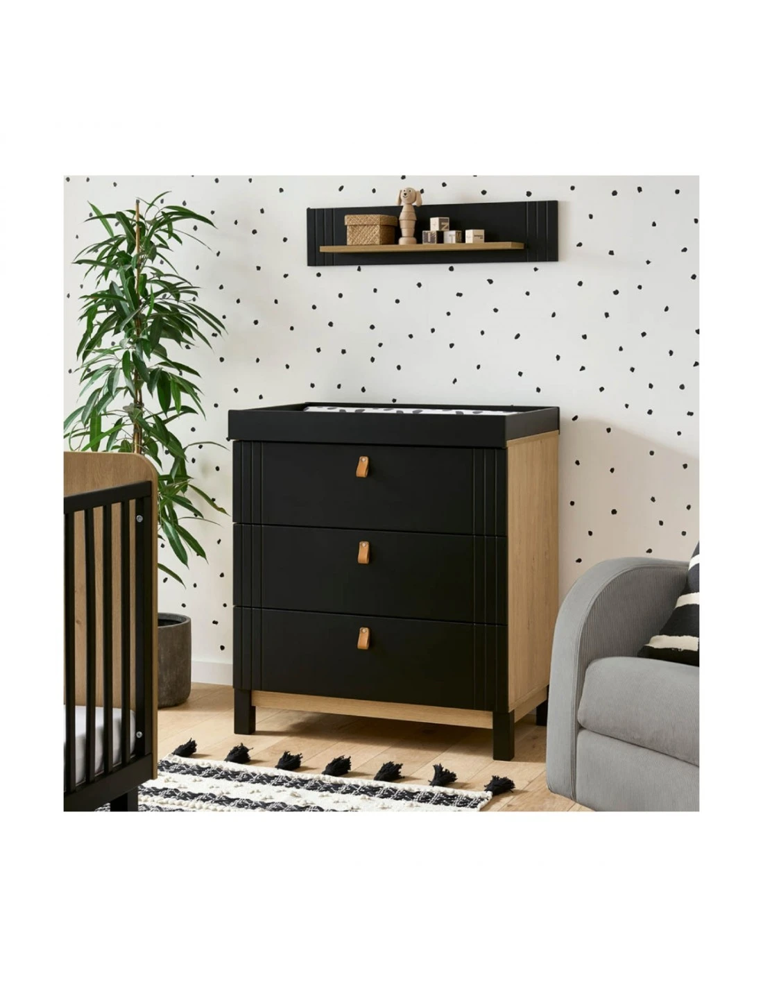 CuddleCo Rafi 3 Piece Furniture Set - Oak/Black 6 CuddleCo Rafi 3 Piece Furniture Set - Oak/Black - Image 4