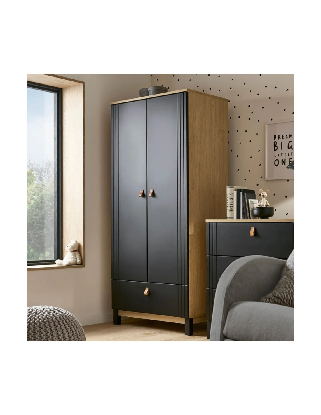 CuddleCo Rafi 3 Piece Furniture Set - Oak/Black 8 CuddleCo Rafi 3 Piece Furniture Set - Oak/Black - Image 6