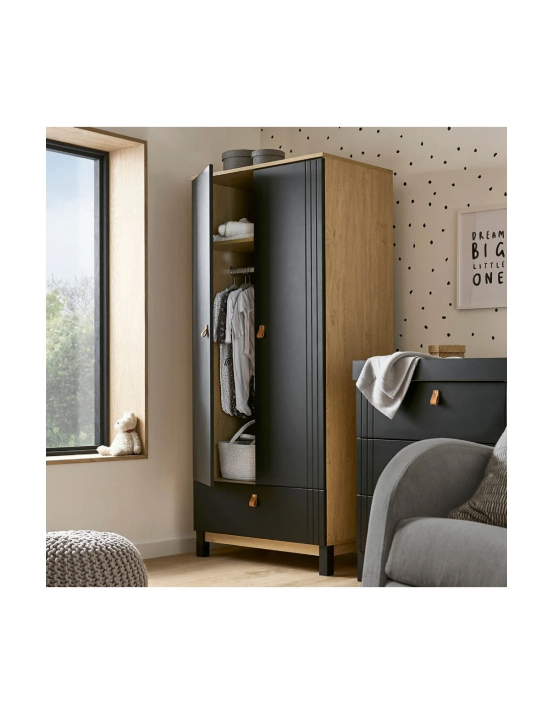 CuddleCo Rafi 3 Piece Furniture Set - Oak/Black 9 CuddleCo Rafi 3 Piece Furniture Set - Oak/Black - Image 7