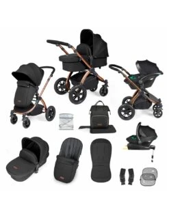Ickle Bubba Stomp Luxe All In One Travel System Midnight/Bronze - Choose Your Handle Colour (includes IsoFix Base)