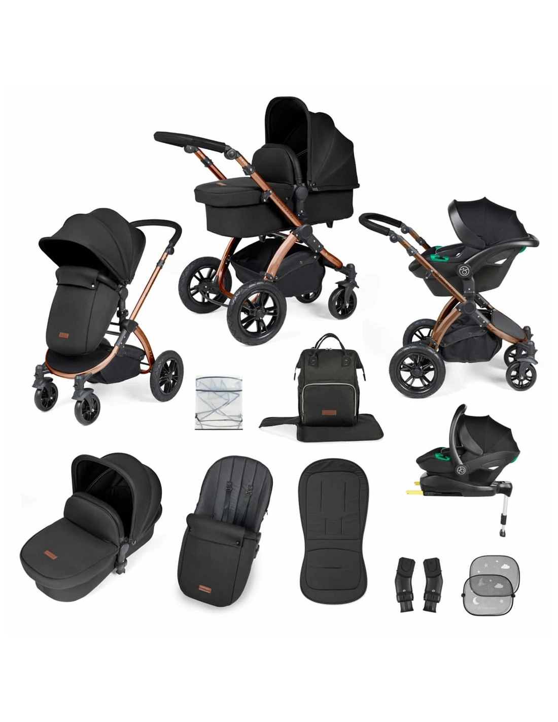 Ickle Bubba Stomp Luxe All In One Travel System Midnight/Bronze - Choose Your Handle Colour (includes IsoFix Base) 3 Ickle Bubba Stomp Luxe All In One Travel System Midnight/Bronze - Choose Your Handle Colour (includes IsoFix Base)