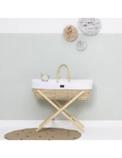 Little Green Sheep Natural Knitted Moses Basket & Stand - White