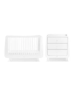 SnuzKot Skandi 2 Piece Furniture Set - White (Cot & Changer)