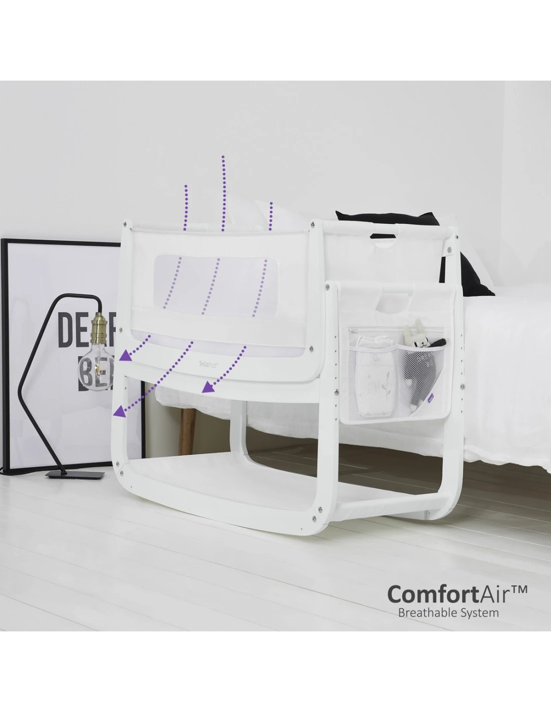 SnuzPod⁴ Bedside Crib - White (inc. Mattress) 5 SnuzPod⁴ Bedside Crib - White (inc. Mattress) - Image 3
